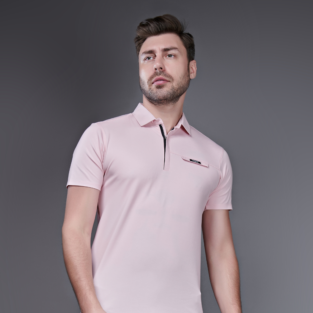  Menology Clothing Solid Polo T-Shirt with Collar Zip: Men's Casual Tee in Soft Cotton Fabric and Stylish Design