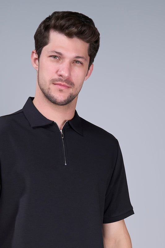 Black - Civon Zipper Polo