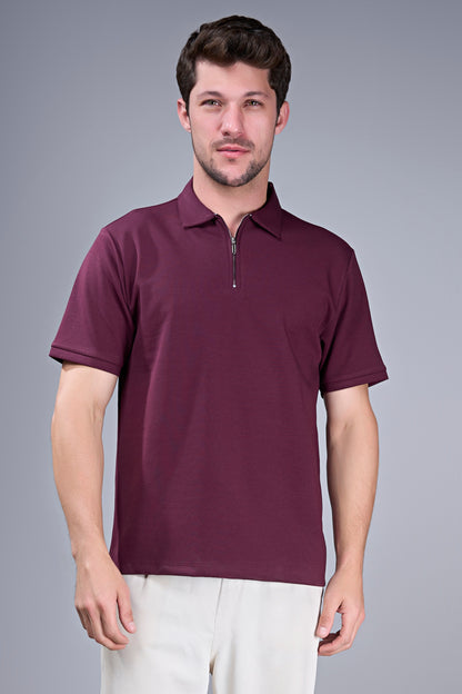 Maroon - Civon Zipper Polo