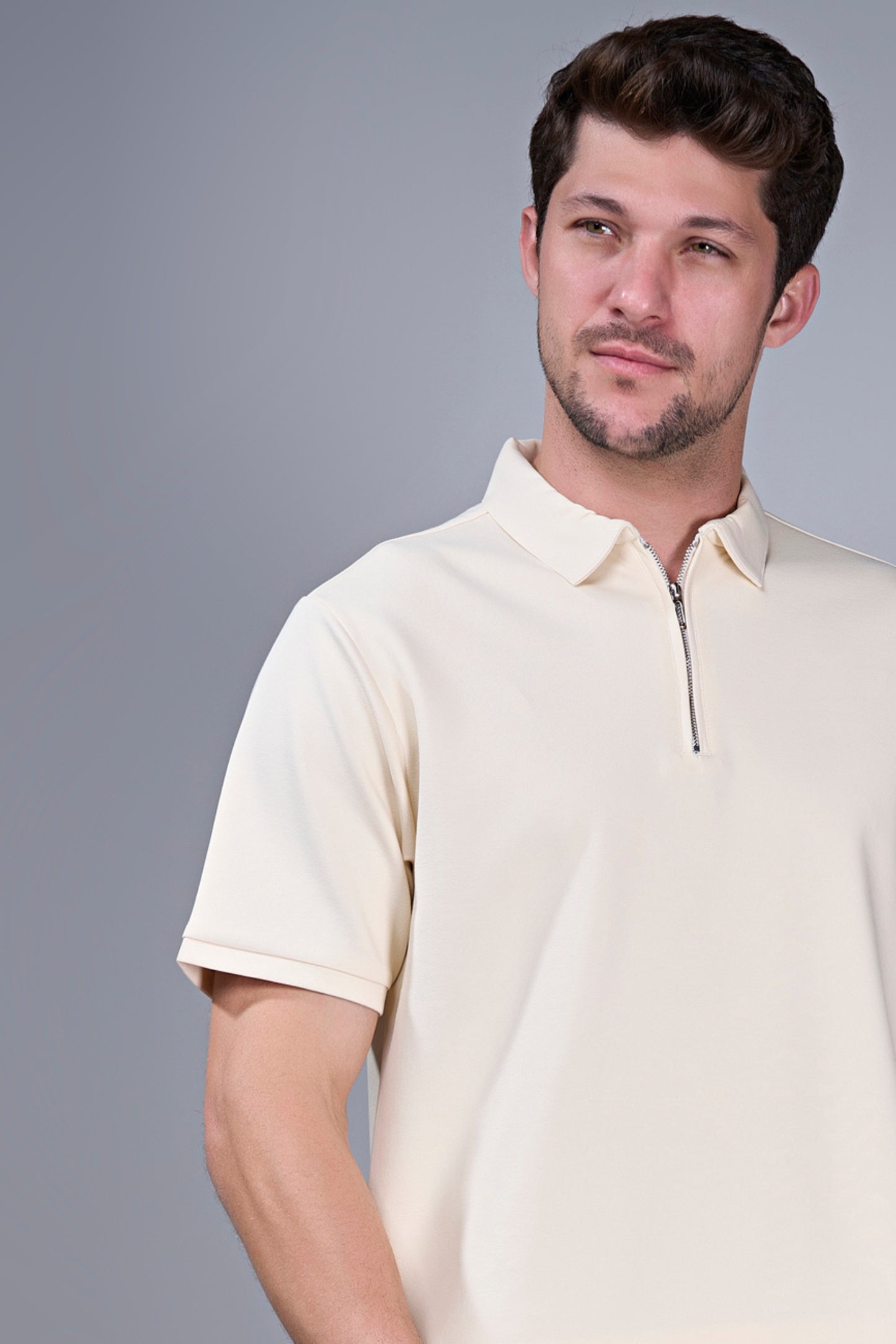 Beige - Civon Zipper Polo