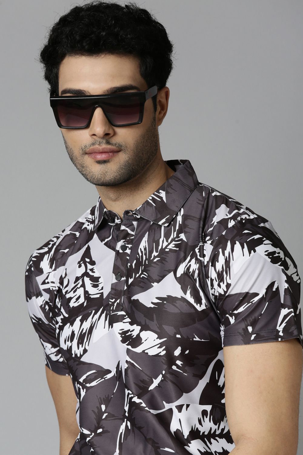 Black Fizz Printed Polo T-Shirt