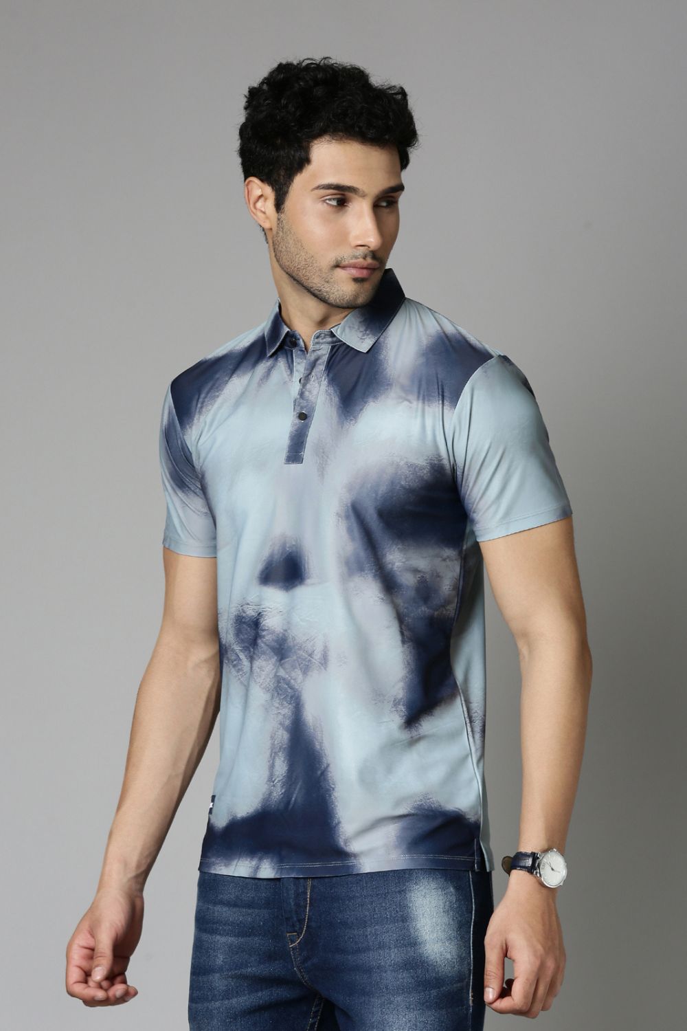 Sea-Foam Printed Polo T-Shirt