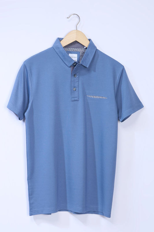 Slit Polos Cadet Blue Half Sleeve Polo T-shirt