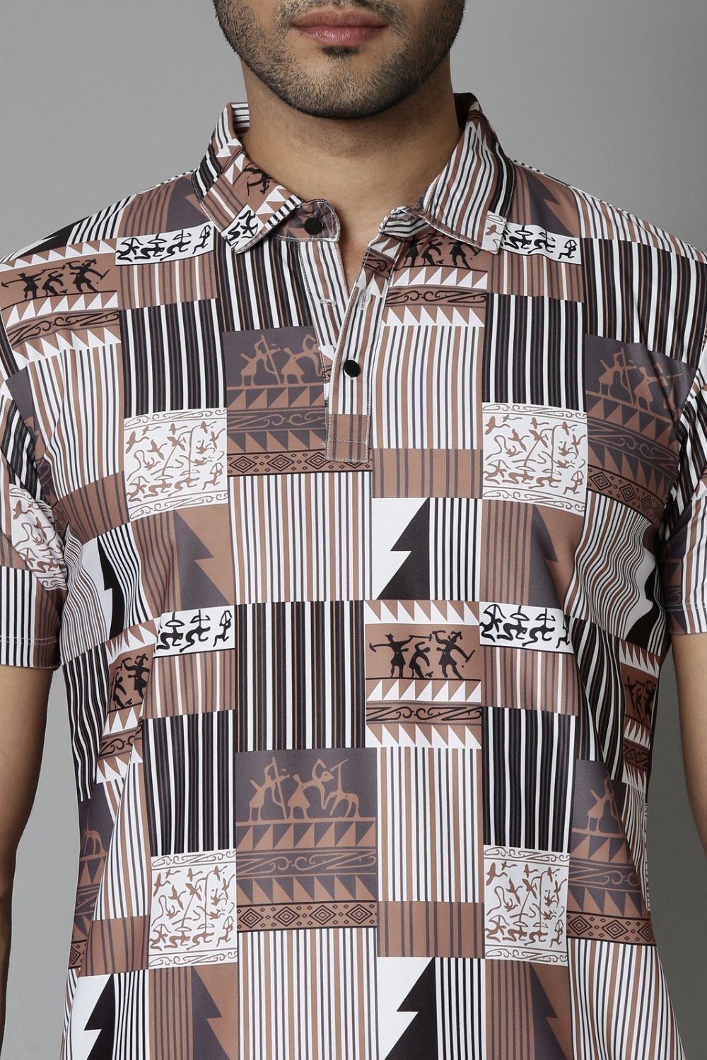 Caramel Printed Polo T-Shirt