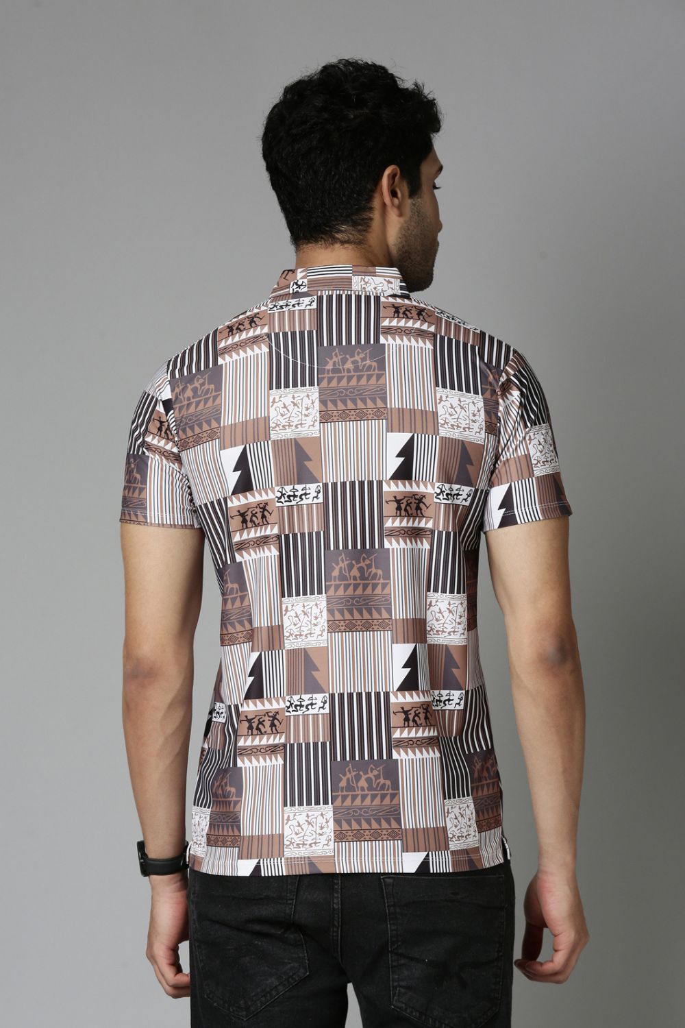 Caramel Printed Polo T-Shirt