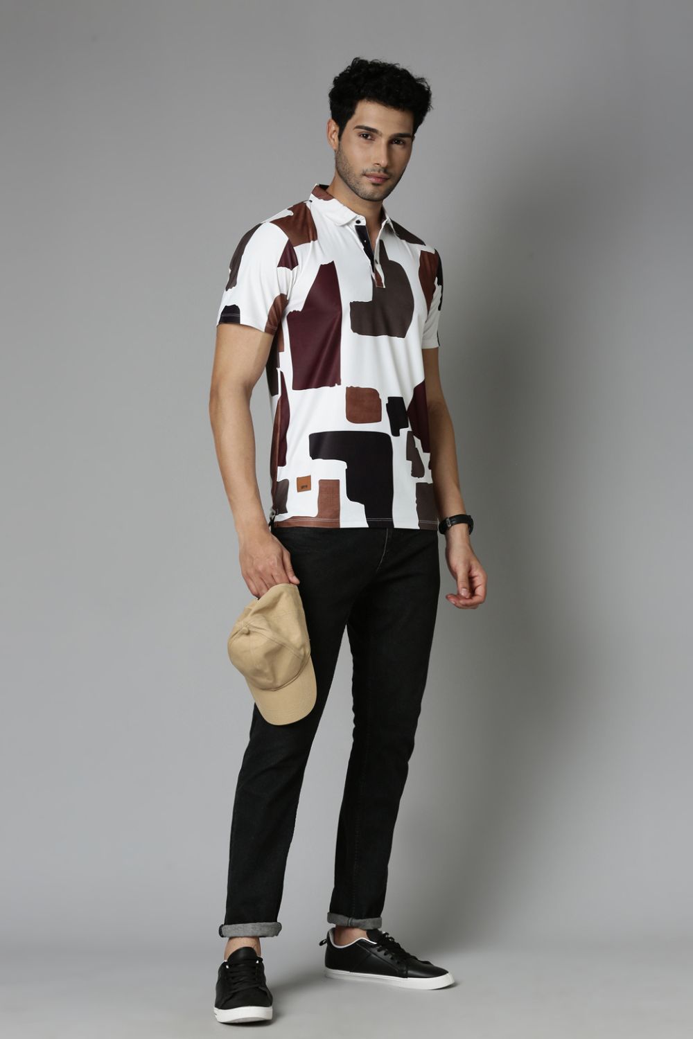 Hot Brown Printed Polo T-Shirt