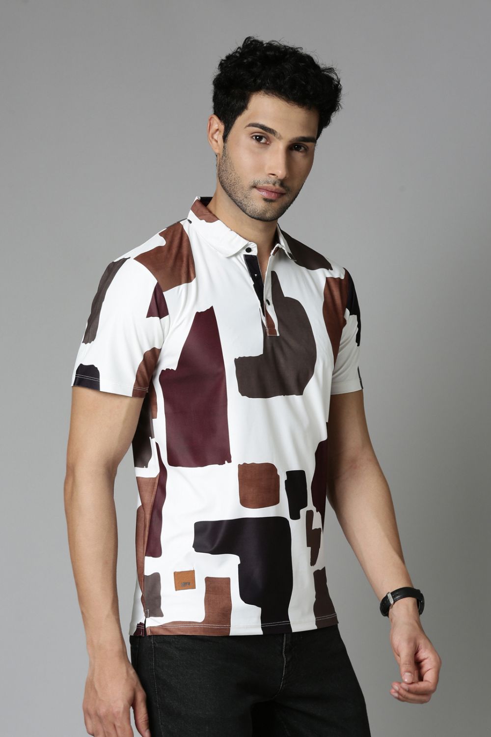 Hot Brown Printed Polo T-Shirt