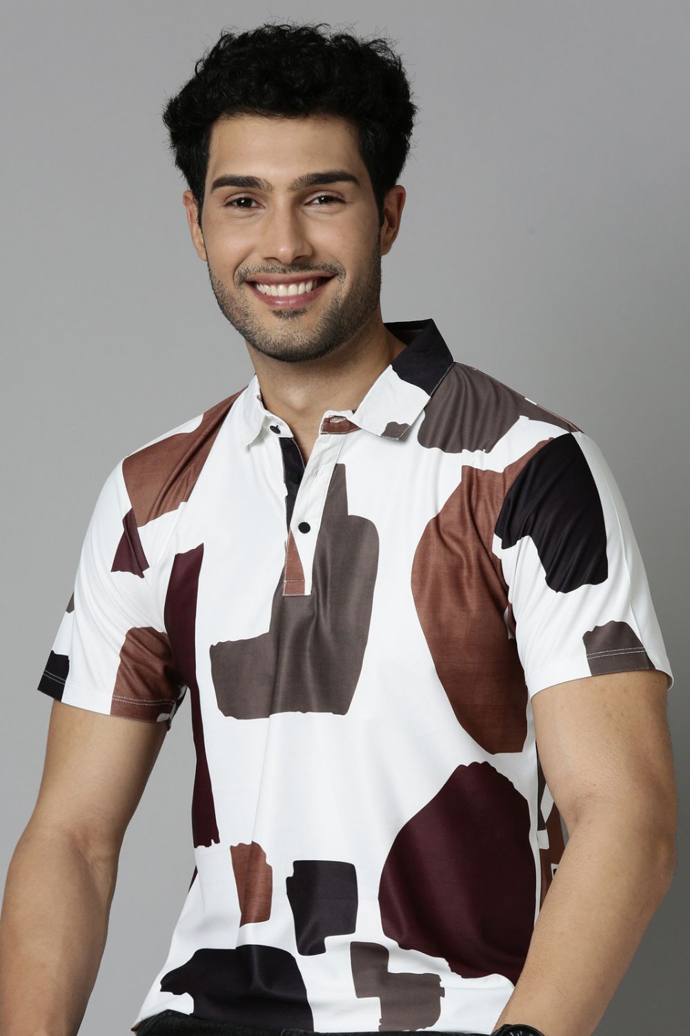 Hot Brown Printed Polo T-Shirt