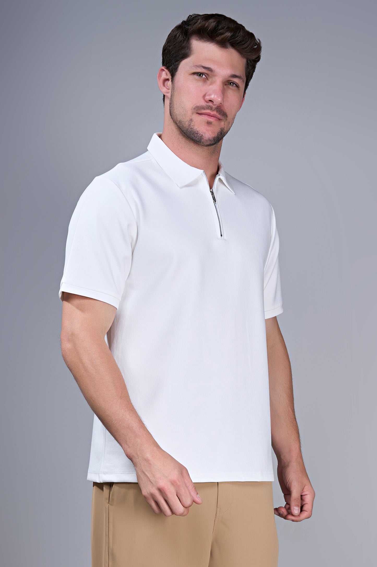 White - Civon Zipper Polo
