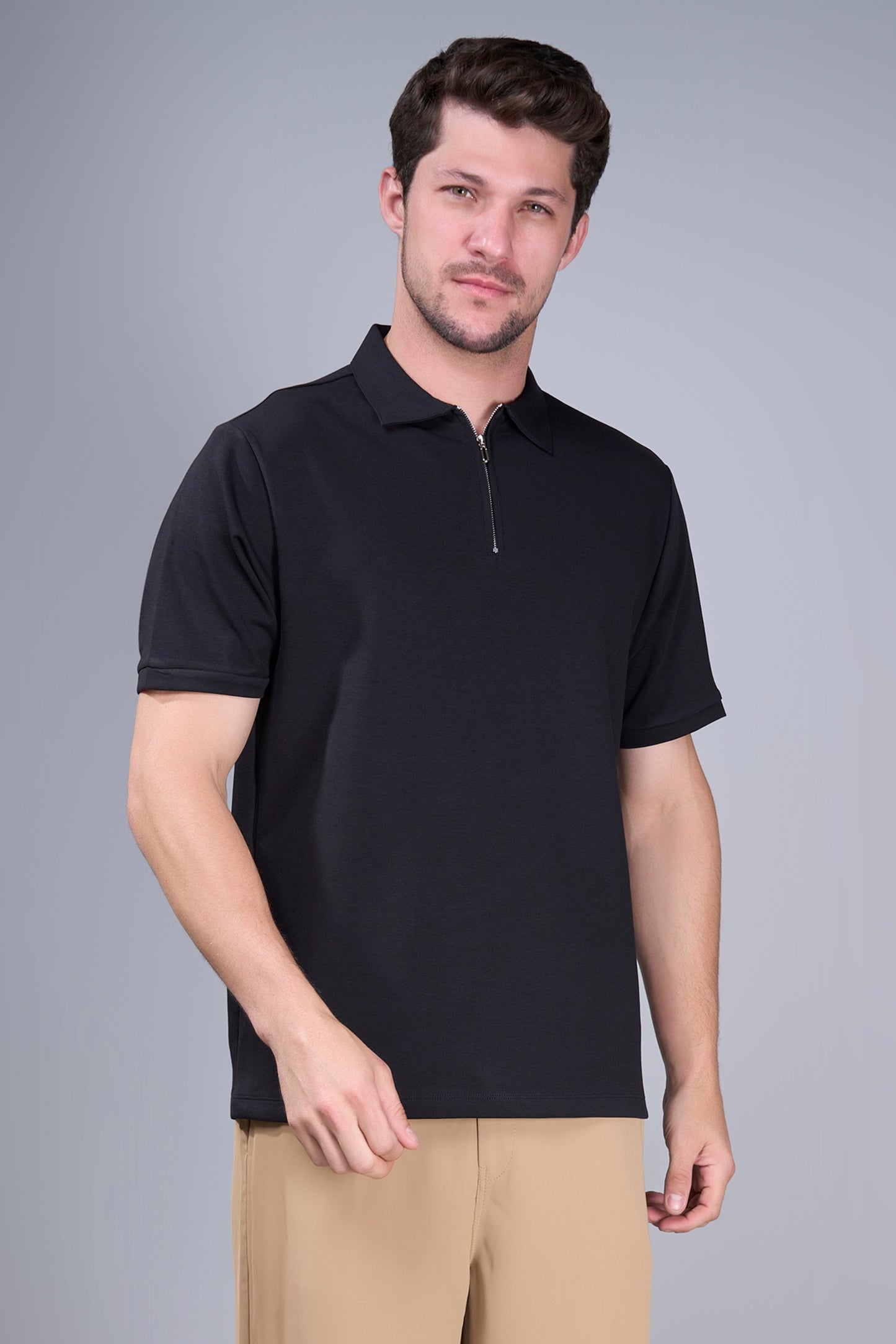 Black - Civon Zipper Polo