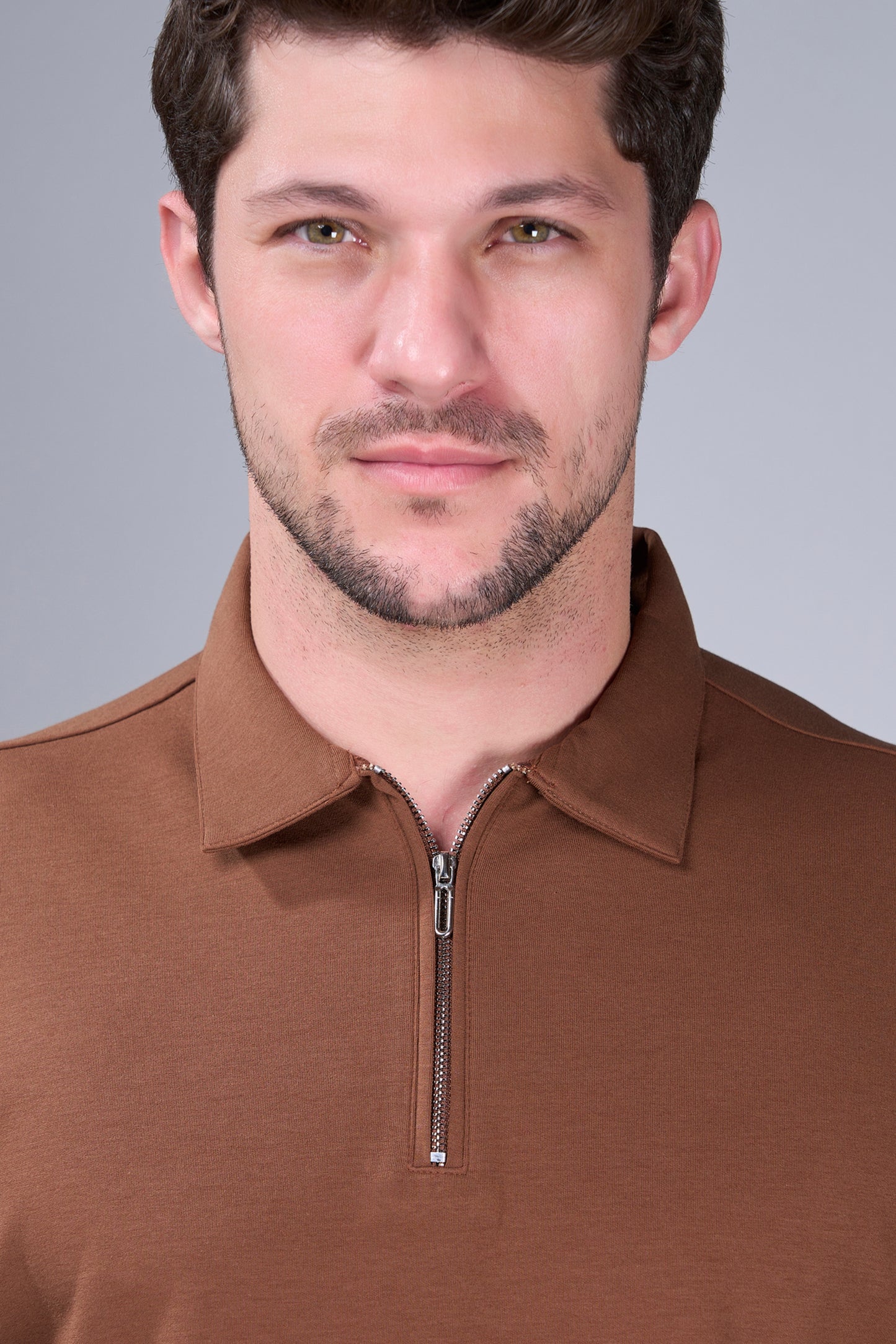 Brown - Civon Zipper Polo
