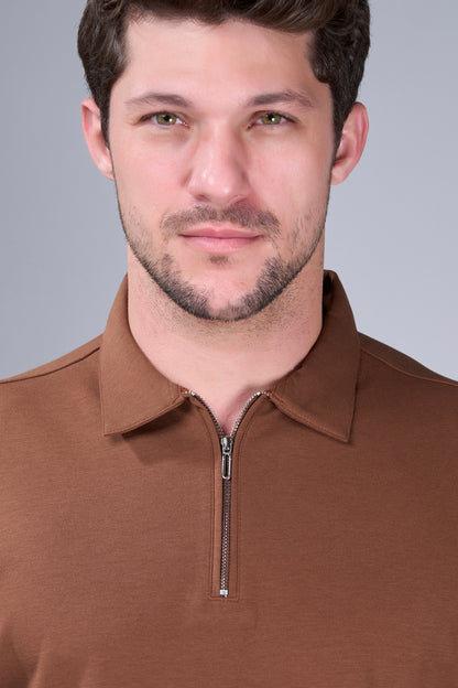 Brown - Civon Zipper Polo