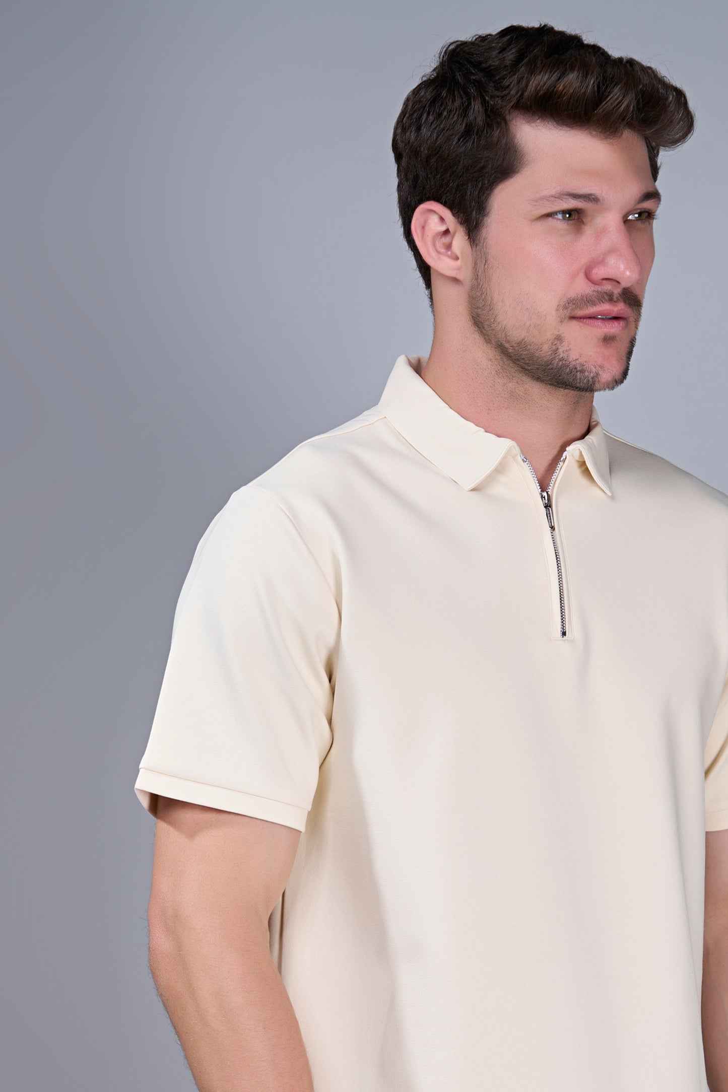 Beige - Civon Zipper Polo