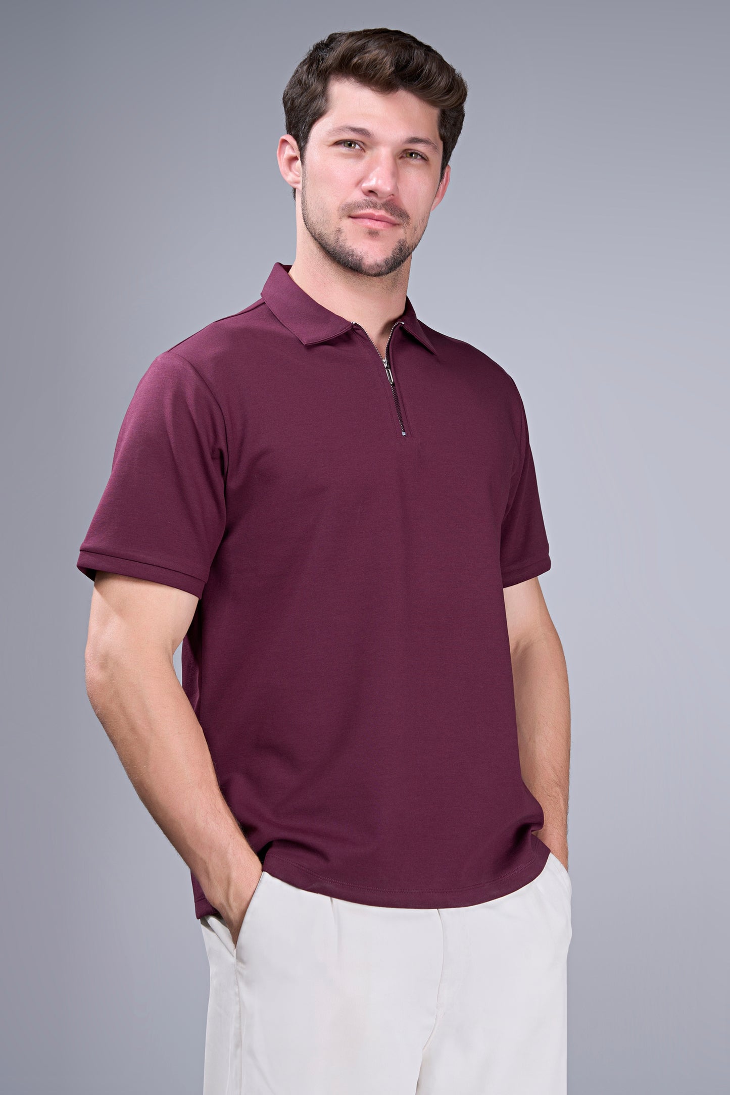 Maroon - Civon Zipper Polo