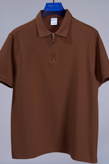 Brown - Civon Zipper Polo