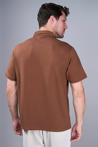 Brown - Civon Zipper Polo