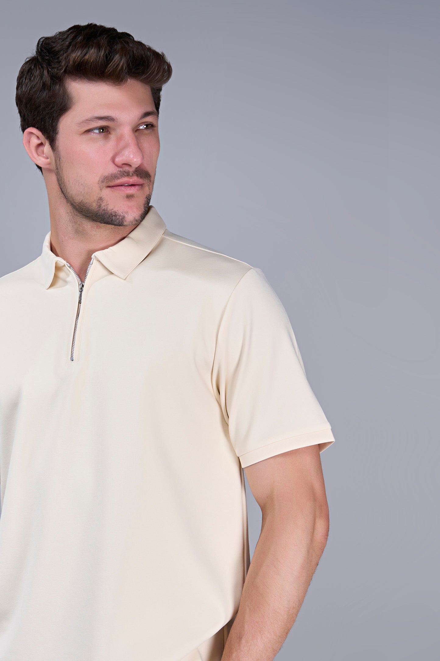 Beige - Civon Zipper Polo