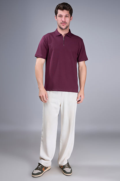 Maroon - Civon Zipper Polo