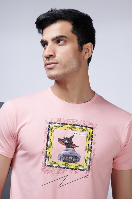 Menology Clothing - The Elements Dusty Pink Half Sleeve Graphic Printed Round Neck T-shirt For Men's