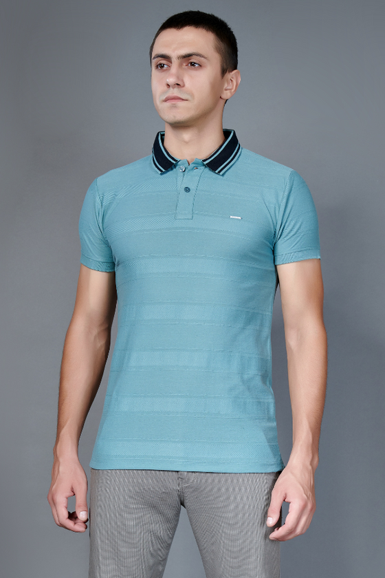 Menology Clothing - Code Louis Blue Half Sleeve Collar Polo T-shirt For Men's