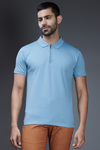 Menology clothing - Certified Polos Louis Blue Short Sleeve With Collar Zip Polo T-shirt For Men's