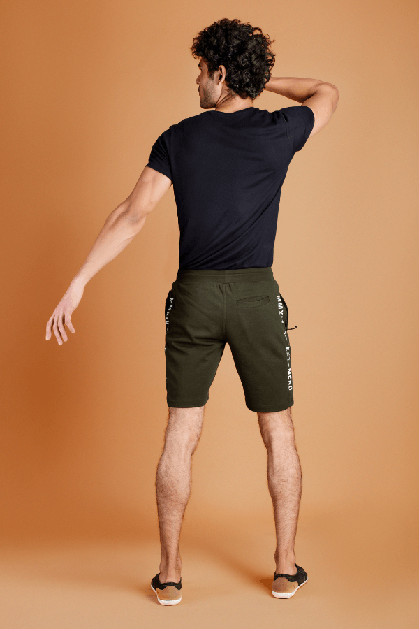 Menology Clothing - Climb Olive Graphic Printed Shorts For Men's