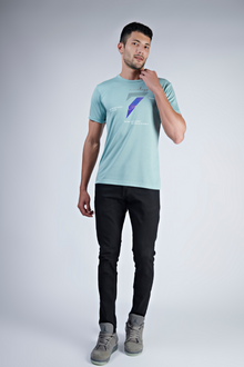  Menology Clothing - Evolution Aqua Half Sleeve Printed Graphic Round Neck T-shirt For Men's