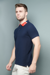 Menology Clothing - The Banker Teal Navy Half Sleeve Collar Button Polo T-shirt For Men's