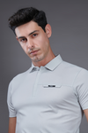 Tabloid Superior Light Grey Short Sleeve Polo T-shirt
