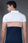 Menology Clothing - Trio Arista White Short Sleeve Three Shades Collar T-shirt For Men's
