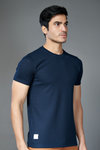 Pixel Navy Solid Half Sleeve T-shirt