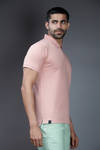 Menology clothing - Certified Polos Salmon Short Sleeve With Collar Zip Polo T-shirt For Men's
