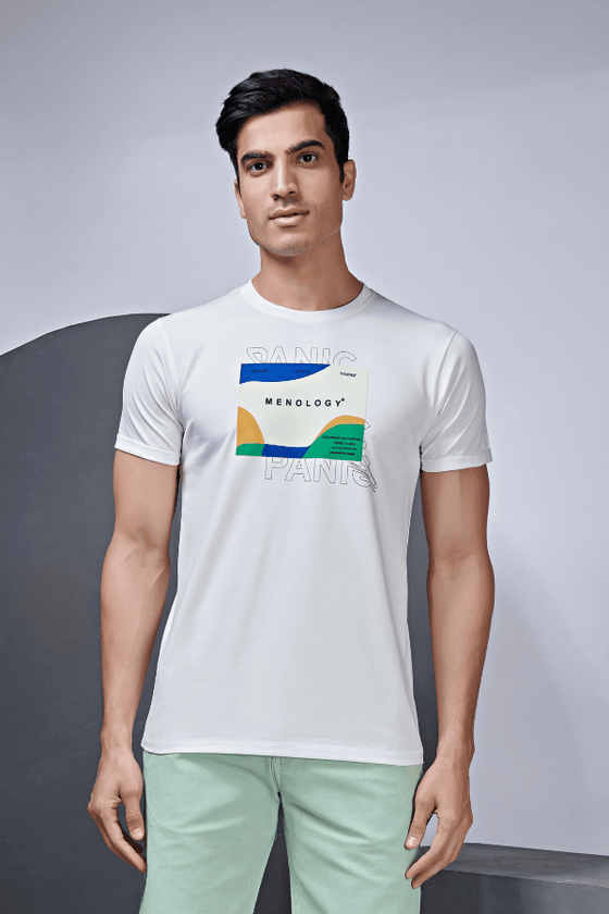 Menology Clothing - The Elements White Half Sleeve Graphic Printed Round Neck T-shirt For Men's