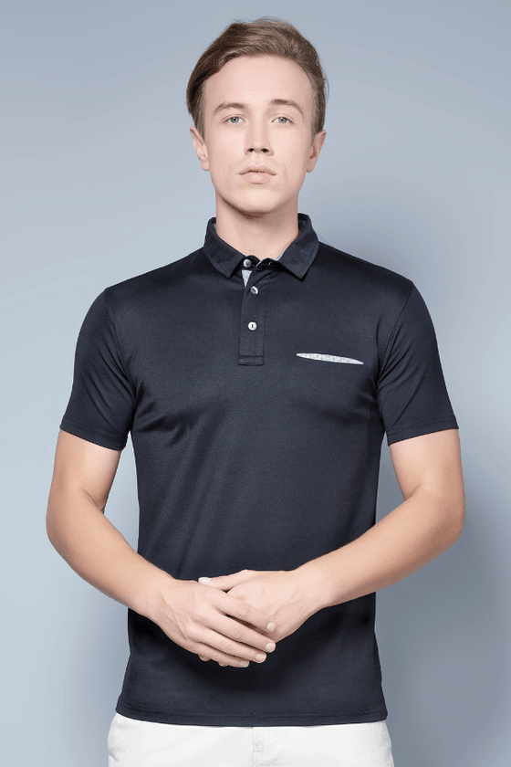 Menology clothing - Slit Polos Black Seal Half Sleeve With Collar Button Polo T-shirt For Men's