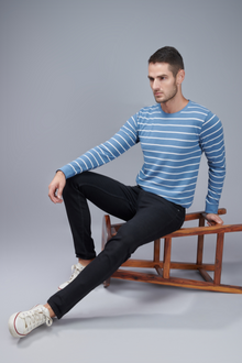  Menology Clothing - Posh Cosmic Sky Stripes Full Sleeves Round Neck T-Shirt For Men's