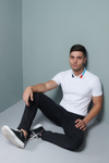 Menology Clothing - The Banker Arista White Half Sleeve Collar Button Polo T-shirt For Men's