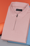 Menology clothing - Certified Polos Salmon Short Sleeve With Collar Zip Polo T-shirt For Men's