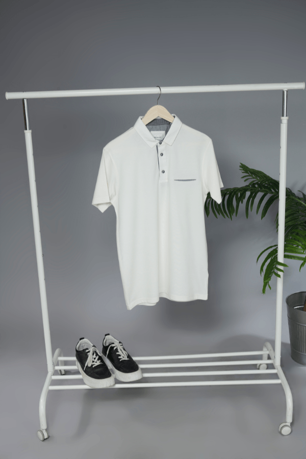 Menology clothing - Slit Polos Arista White Half Sleeve With Collar Button Polo T-shirt For Men's