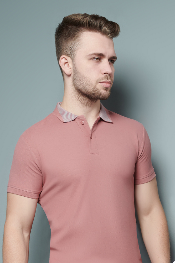 Menology Clothing - The Banker French Rose Half Sleeve Collar Button Polo T-shirt For Men's