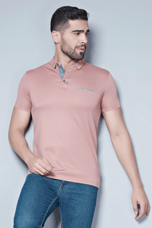  Menology clothing - Slit Polos Pastel Rose Half Sleeve With Collar Button Polo T-shirt For Men's