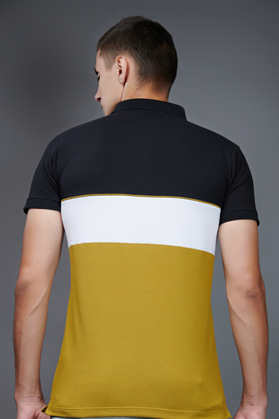Menology Clothing - Trio Black Seal Short Sleeve Three Shades Collar T-shirt For Men's