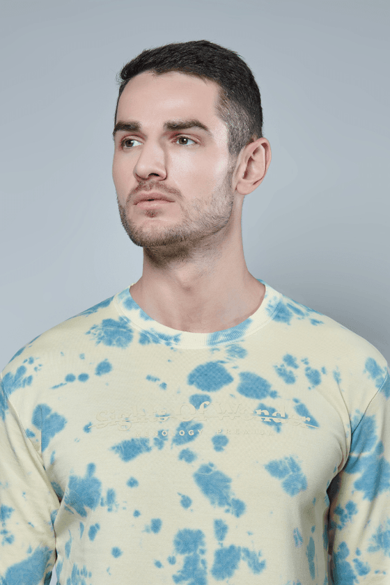 Menology Clothing - Barfi Honey Dew Tie Dye Round Neck Graphic Full Sleeve T-Shirt