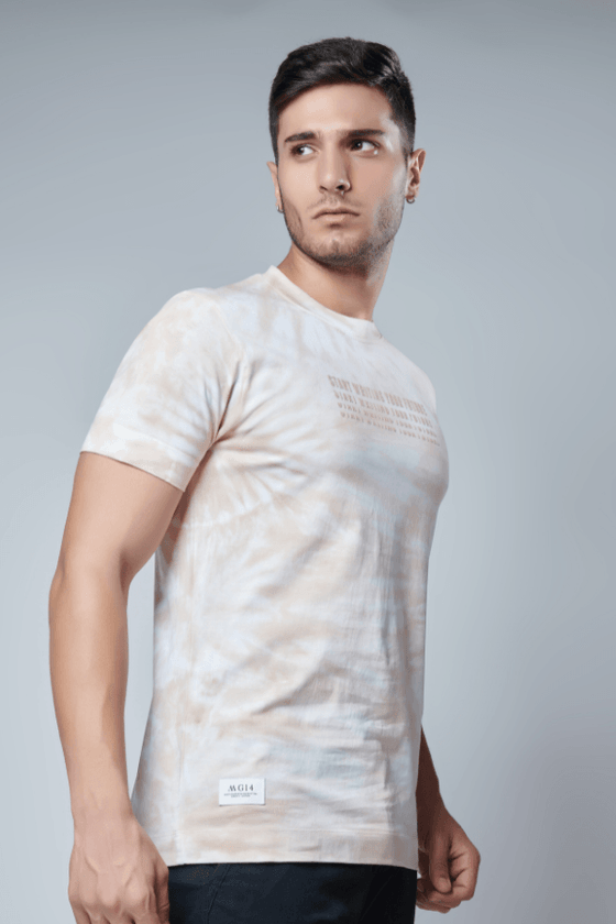 Menology Clothing - Blush Carmel Tie Dye Round Neck Half Sleeve T-Shirt