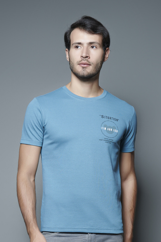 Menology Clothing - Situation Air Blue Front & Back Graphic Half Sleeve Round Neck T-shirt
