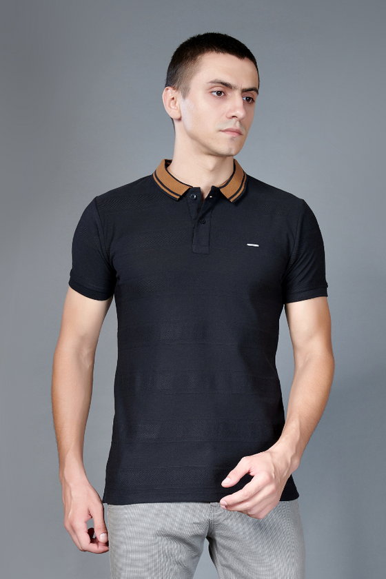 Menology Clothing - Code Black Seal Half Sleeve Collar Polo T-shirt For Men's