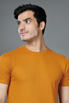 Menology Clothing - Pixel Mustard Solid Half Sleeve Round Neck T-shirt For Men's