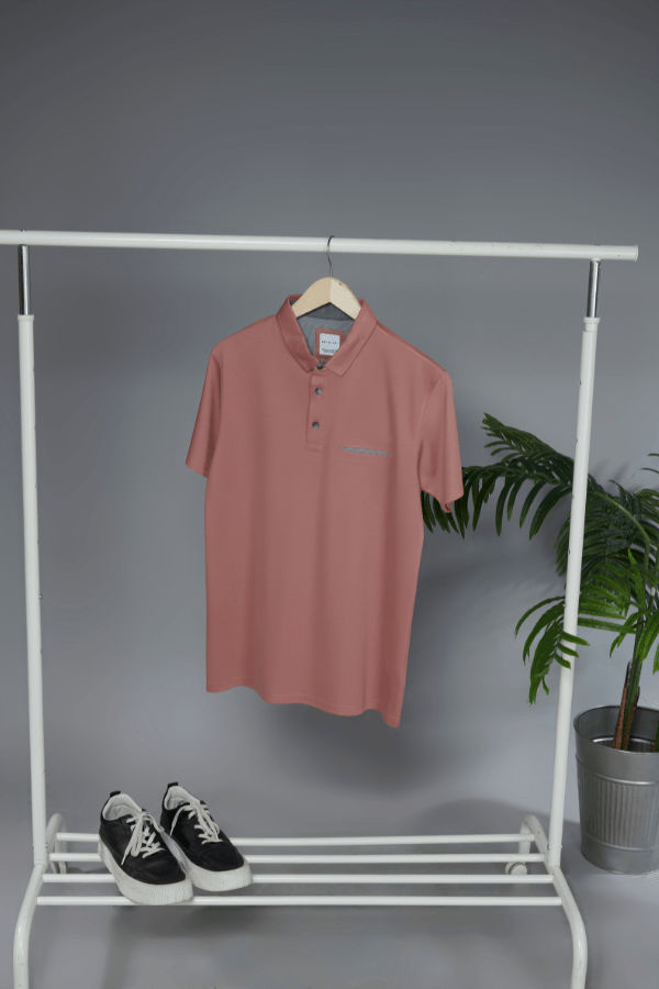 Menology clothing - Slit Polos Pastel Rose Half Sleeve With Collar Button Polo T-shirt For Men's