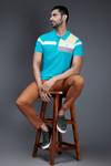 Menology Clothing - Style Innovant Turquoise Blue Half Sleeve Collar Neck Polo T-shirt