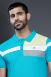 Menology Clothing - Style Innovant Turquoise Blue Half Sleeve Collar Neck Polo T-shirt