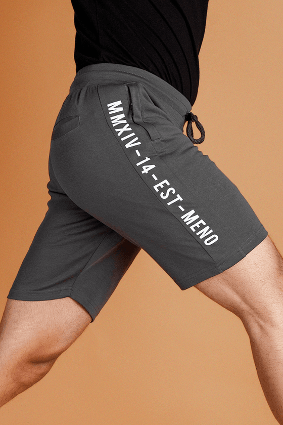 Menology Clothing - Climb Grey Graphic Printed Shorts For Men's